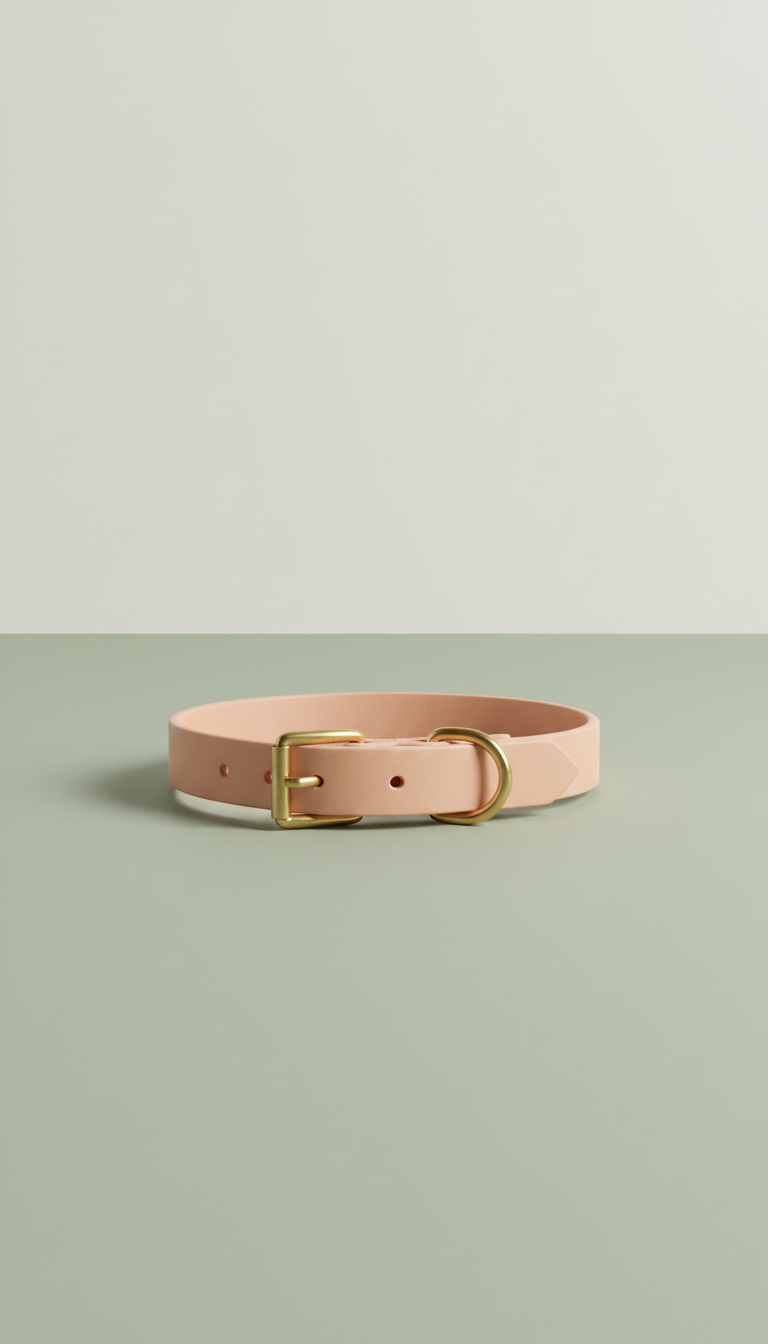 Minimalist dog collar in blush peach leather